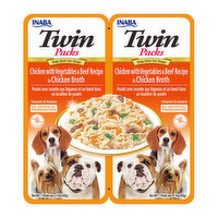 Inaba Dog Food Twin Packs - Chicken with Vegetables & Beef Recipe in Chicken Broth, 2.8 Ounce