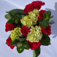 Dozen Roses & Mini Hydrangea, 1 Each