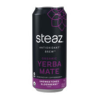 Steaz Yerba Mate Unsweetened Elderberry, 16 Ounce
