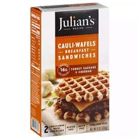 Julian's Cauli-Wafels Breakfast Sandwich, Turkey, Sausage & Cheddar, 8 Ounce