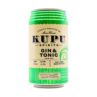 Kupu Spirits, Gin & Tonic, Can, 12 Ounce