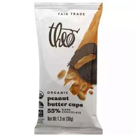 Theo Organic Peanut Butter Cups, Dark Chocolate, 1.3 Ounce