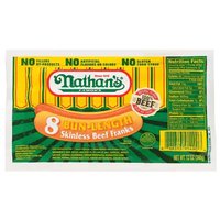 Nathan's Bun-Length Skinless Beef Franks, 12 Ounce