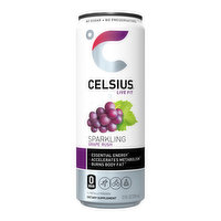 Celsius Energy Drink Sparkling Grape Rush, 12 Ounce