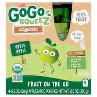 GoGo Squeeze Organic Applesauce On the Go (Pack of 4), 12.8 Ounce