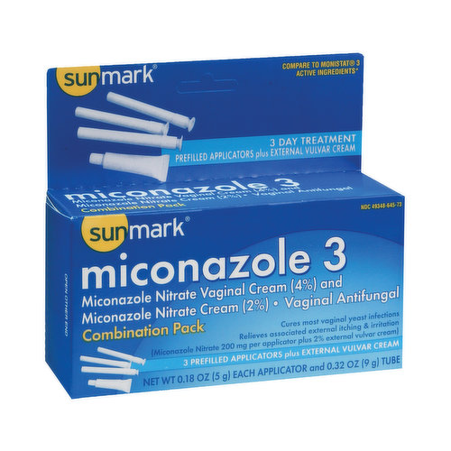 Sunmark Miconazole 3 Vaginal Antifungal Kit Combination Pack