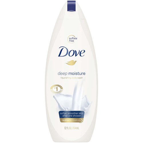 <ul>
<li>Dove Deep Moisture Body Wash gives you softer, smoother skin after just one shower</li>
<li>100% gentle cleansers, Sulfate free</li>
<li>#1 Dermatologist Recommended</li>
<li>Moisturizing body wash minimizes skin dryness</li>
<li>Formula with Nutrium Moisture technology delivers skin natural nutrients and nourishes deep into the surface layers of the skin</li>
<li>Allure Best of Beauty Award Winner</li>
</ul>
