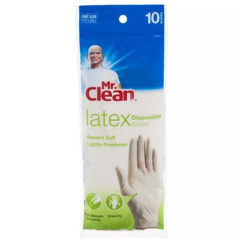 Mr. Clean Disposable Latex Gloves, One Size