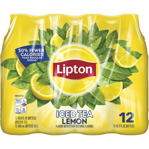 Lipton Lemon Iced Tea, Bottles (Pack of 12)