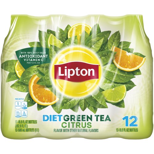 Lipton Diet Green Tea, Citrus, Bottles (Pack of 12)