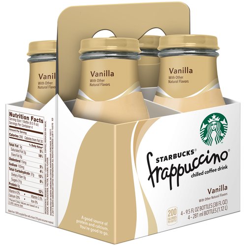 Starbucks Frappuccino Chilled Coffee Drink,  Vanilla, Bottles (Pack of 4)