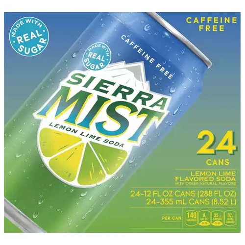 Sierra Mist Twist Soda, Lemon Lime, Cans (Pack of 24)