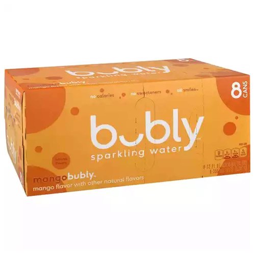 <ul>
<li>Refreshing, crisp bubly sparkling water with great tasting, natural flavor</li>
<li>No calories.  No sweeteners.  All smiles</li>
<li>Each flavor comes with a different smile and greeting to match its unique personality</li>
<li>bubly sparkling water is available in 8 delicious flavors</li>
</ul>