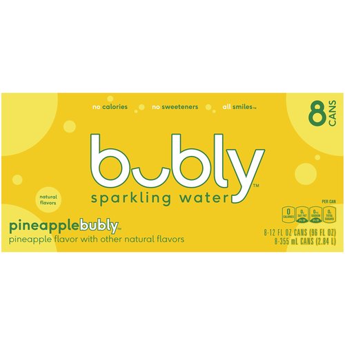 Bubly Sparkling Water, Pineapple, Cans (8-pack)