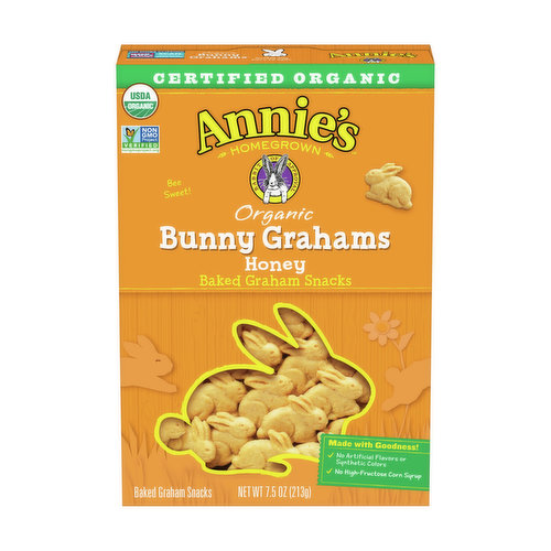 Annie's Homegrown Bunny Grahams Organic Honey Baked Graham Snacks