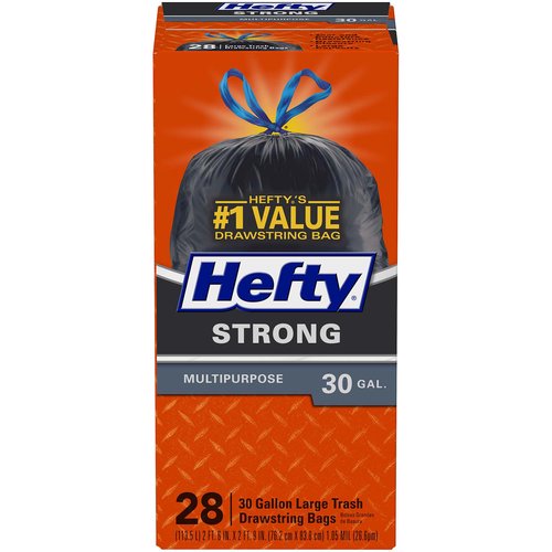 Hefty Strong Trash Bags, 30 Gallon, Multipurpose, Large