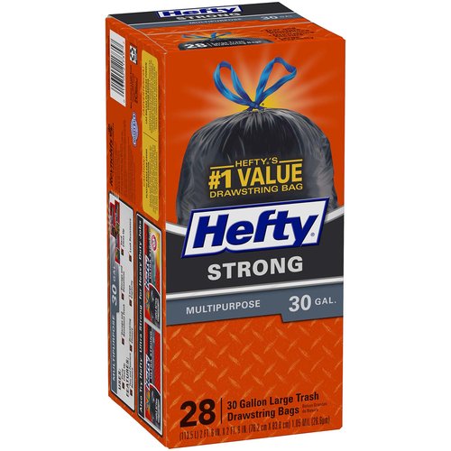 Hefty Extra Strong Multipurpose Large Trash Drawstring Bags 30