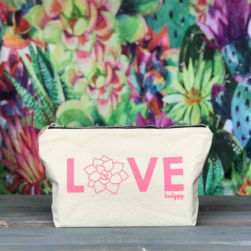 Succulent Love Canvas Pouch, Pink