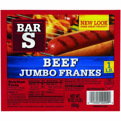 Bar-S Jumbo Franks, Beef