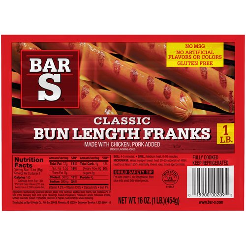 Bar-S Classic Bun Length Franks