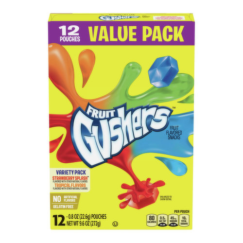 Fruit Gushers Fruit Flavored Snacks Variety Pack, 0.8 oz, 12 count