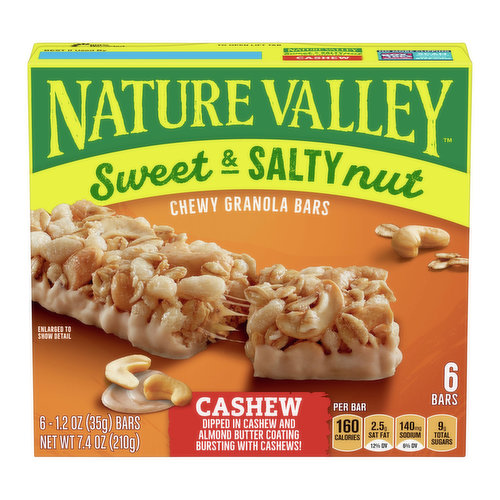 Nature Valley Sweet & Salty Granola Bars, Cashew (Pack of 6)