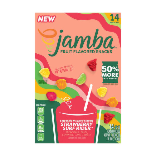 Jamba Strawberry Surf Rider Fruit Flavored Snacks,14-count