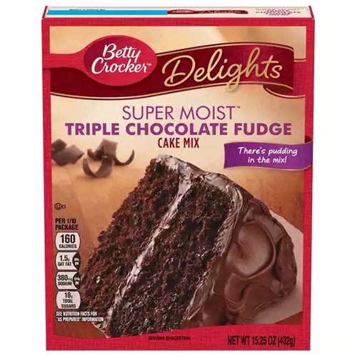 Betty Crocker Super Moist Delights Cake Mix, Triple Chocolate Fudge 