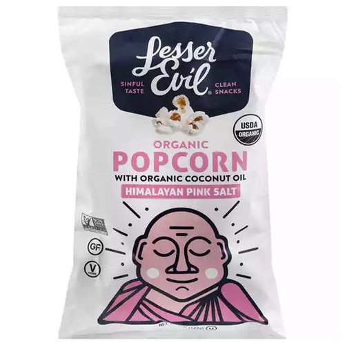 Lesser Evil Organic Popcorn, Himalayan Pink Salt with Organic Coconut Oil