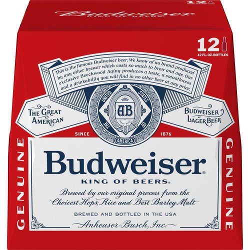 Budweiser Beer, Bottles (Pack of 12)