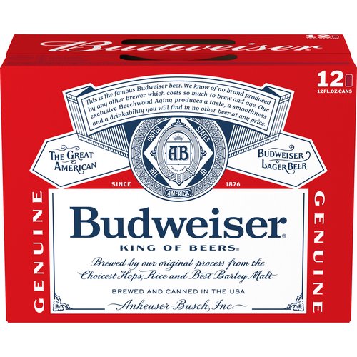 Budweiser Beer, Cans (Pack of 12)