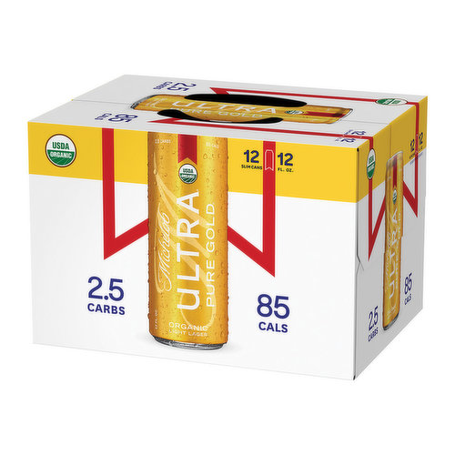 Michelob Ultra Pure Gold, Organic Light Lager, Cans (Pack of 12) 