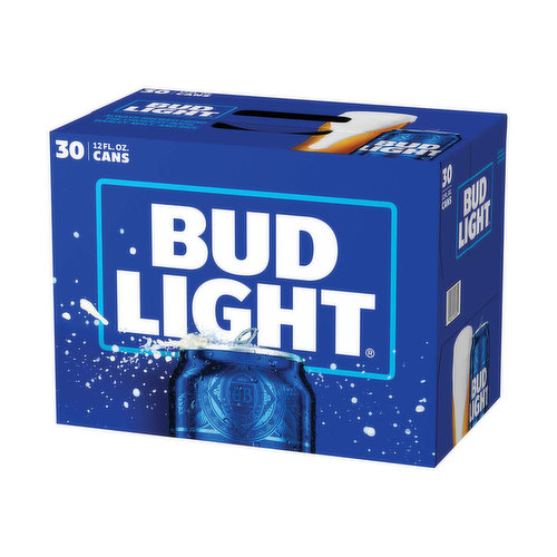 <ul>
<li>Premium light lager brewed in the USA</li>
<li>30 pack of 12 fluid ounce cans of Bud Light Beer</li>
<li>American beer with a fresh, clean taste and a refreshing, crisp finish</li>
<li>Made with a blend of premium aroma hop varieties, barley malts, rice and water</li>
<li>Brewed with hand selected hops that add the right amount of floral notes and bitterness</li>
<li>Contains 110 calories per serving and 4.2% ABV</li>
<li>Case makes it easy to bring this canned beer anywhere</li>
</ul>