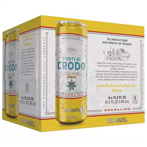 Crodo Sparkling Water, Lemon, Cans (Pack of 6)