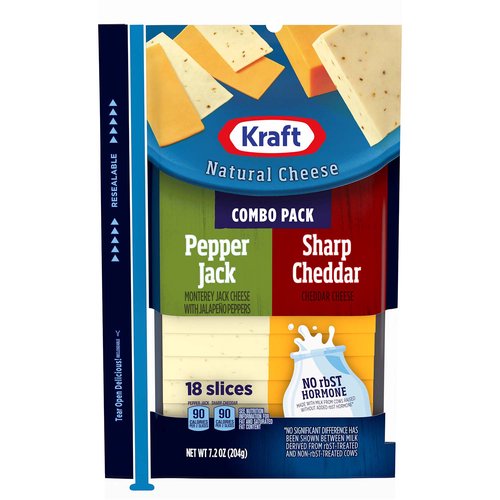 Kraft Sliced Cheese Combo, Pepper Jack & Sharp Cheddar