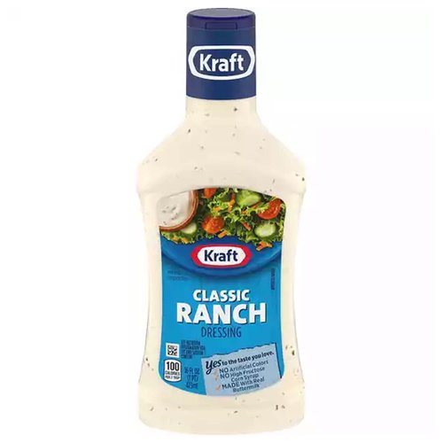 <ul>
<li>One 16 fl. oz. bottle of Kraft Classic Ranch Dressing</li>
<li>Kraft Classic Ranch Dressing is made with quality ingredients</li>
<li>Ranch dressing dip has a classic zesty, tangy ranch flavor</li>
<li>Bottled dressing has a rich, thick texture for easy spreading and dipping</li>
<li>Contains no high fructose corn syrup and no artificial colors</li>
<li>Rich dressing works well as a tasty dipping sauce or condiment</li>
<li>Convenient squeeze bottle makes it easier to dispense the right amount to your favorite dish</li>
</ul>