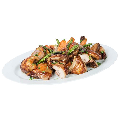 Pulehu spice rubbed rotisserie chicken, garlic and herb roasted vegetables, natural jus.
<br><br>


Serves 6-8