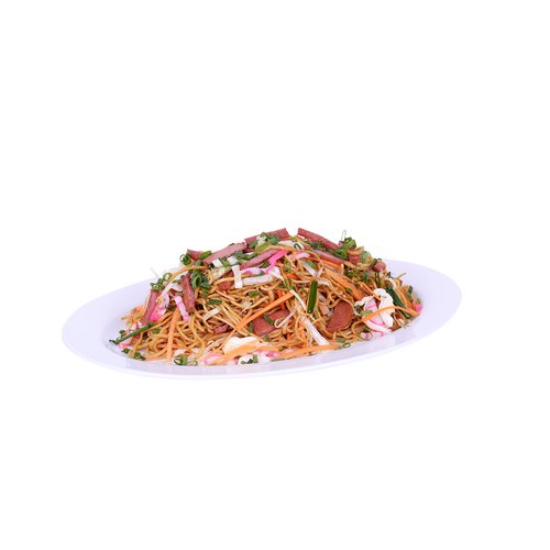 A local favorite. Stir fried noodles with spam, onions, carrots, green onions and kamaboko.
<br><br>
Serves 6-8