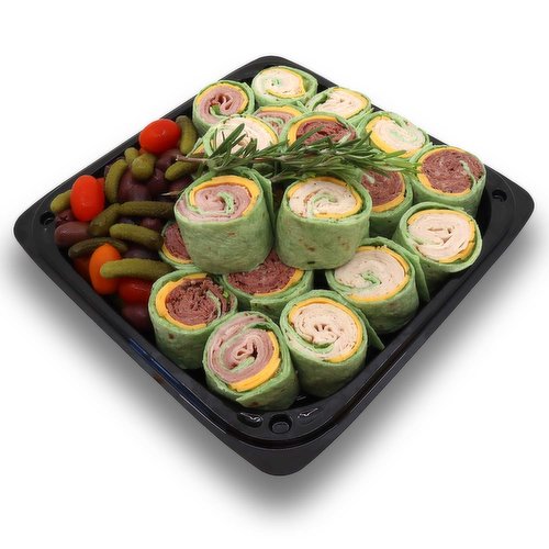 <br>A delicious combination of meats and cheeses with lettuce, tomatoes and onions rolled in thick slices of avosh bread. This platter is a beautiful addition to any party table!</br>
<br></br>
<ul>
<li>Serves 6-8 people</li>
<li> 23 pieces (3 lbs)</li>
</ul>