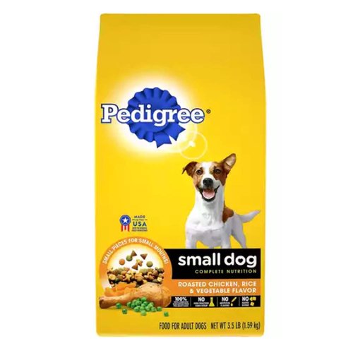 Pedigree Dog Food, Small Dog Adult Complete Nutrition Roasted Chicken, Rice & Vegetable Dry
