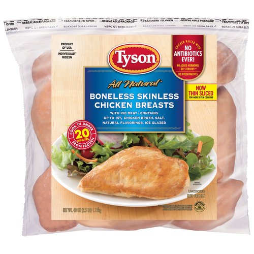 Tyson Chicken Breasts, Boneless, Skinless, Frozen