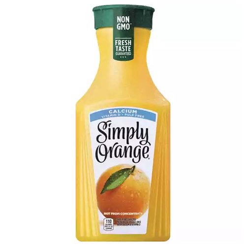 <ul>
<li>Pure-squeezed and pasteurized — We never use concentrated or frozen orange juice
<li>With Simply, you always have a “Fresh Taste Guarantee”</li>
<li>Pulp-free orange juice</li>
<li>Non-GMO Project Verified — Ingredients in this beverage are not genetically engineered
<li>Excellent source of vitamin C and calcium and a good source of vitamin D</li>
</ul>