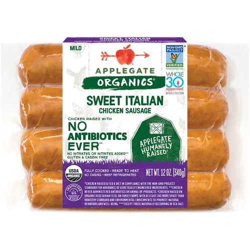 Applegate Organic Sweet Italian Chicken Sausage, Mild