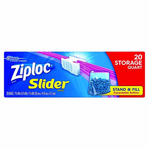 Ziploc Storage Bags, Slider, Quart