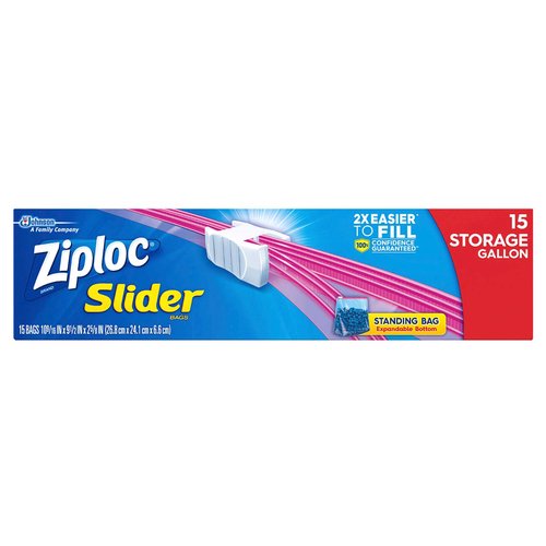 Ziploc Slider Storage Bags, Gallon Size, 120 Bags