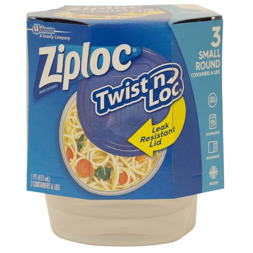 Ziploc Twist N Loc Containers, Small 3 Containers and 3 Lids (Pack