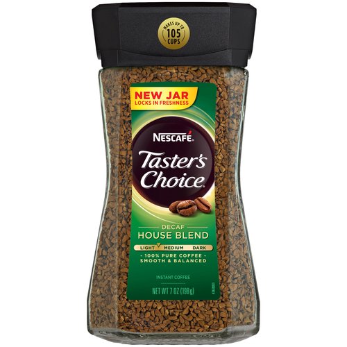 Nescafe Taster's Choice Coffee, Decaffeinated, House Blend, Medium