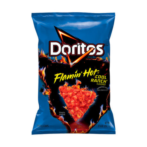Introducing new Doritos®? Flamin’ Hot Cool Ranch®? Flavored Tortilla Chips, an all-new mash-up that combines the classic Cool Ranch flavor fans love with a spicy, bold crunch.