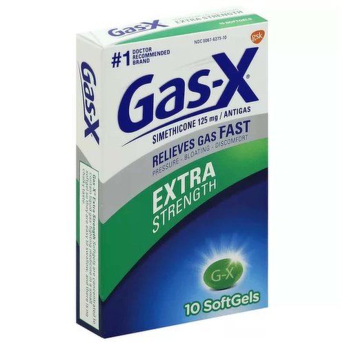 When you have gas, Gas-X Extra Strength Softgels have you covered.  Gas-X gas softgels offer fast relief of gas pressure, bloating, and discomfort, rescuing you from embarrassing situations.  All Gas-X products feature simethicone, the #1 doctor recommended over-the-counter (OTC) ingredient for fast relief of gas and its symptoms, so you can rest assured you’re on the fast track to feeling better, every time you take one.  Plus, Gas-X Extra Strength Softgels come in an easy-to-swallow softgel, making fast gas relief easier than ever before! Gas-X gas relief products come in a variety of forms like chewables and softgels, and strengths like extra strength and ultra strength.  So no matter what type of gas and bloating relief you’re looking for, there’s a product right for you.  It’s no wonder Gas-X is the #1 doctor recommended gas relief brand and the #1 Ob/GYN recommended gas relief brand!  Pick up Gas-X gas softgels today for fast, effective relief in minutes.