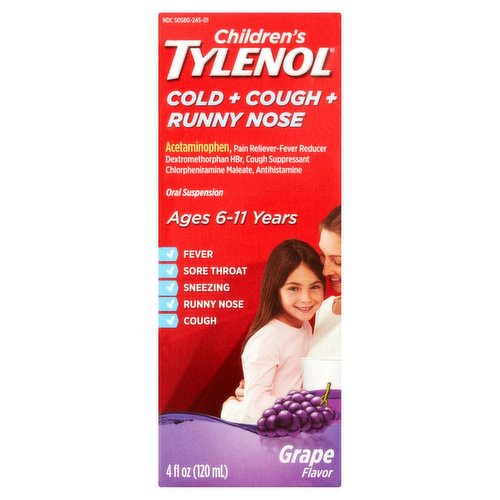 Tylenol Children's Cold, Cough, and Runny Nose Grape Flavor Oral Suspension